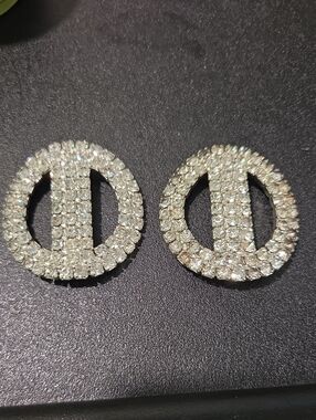 Crystal Circle Statement Shoe Clips - Silver Rhinestone